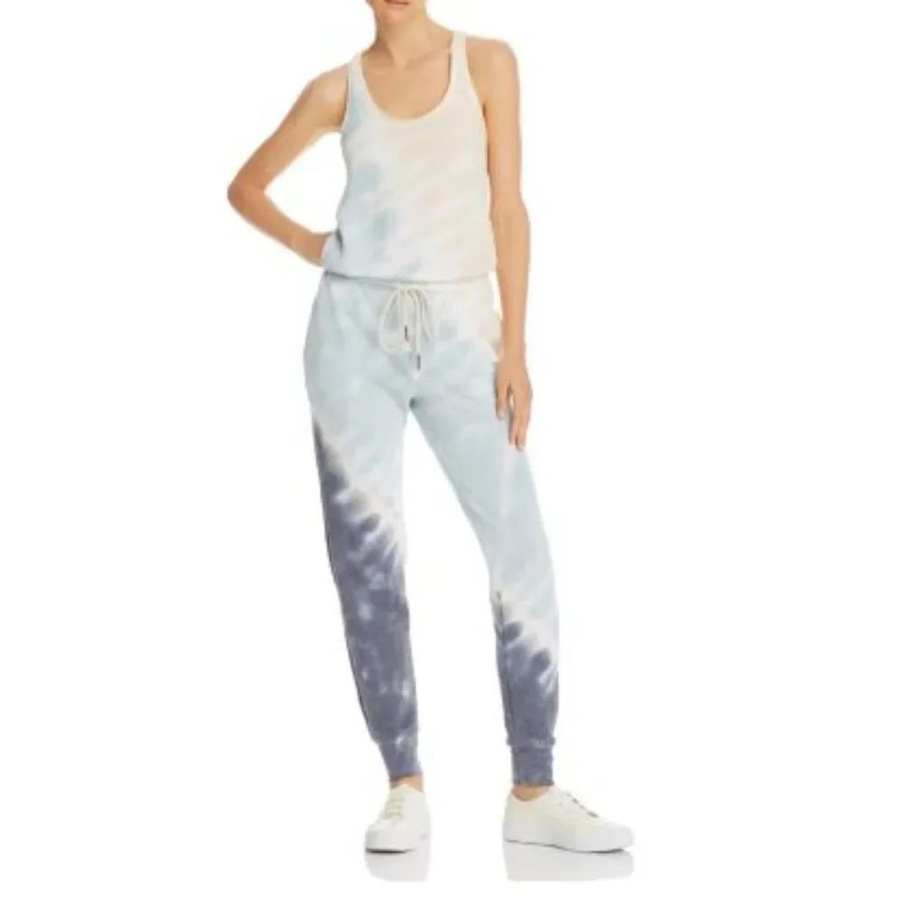 Young Fabulous & Broke Eberhart Cream Blue Tie Dye Jade India Wash Jumpsuit S